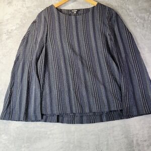 Kal Rieman Womens XS‎ Navy Striped Cape Sleeve Top Guazy Corporate Goth Designer